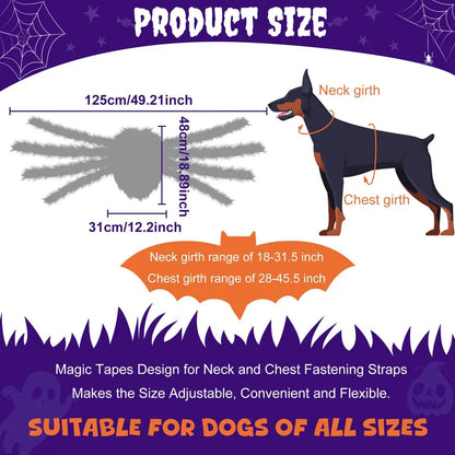 Xl-Size Soft Fur Dog Spider Costume with 64 LED Spider Legs - Giant Design for Large Dog Breeds - Ideal for Halloween Party Photos and Pet Cosplay